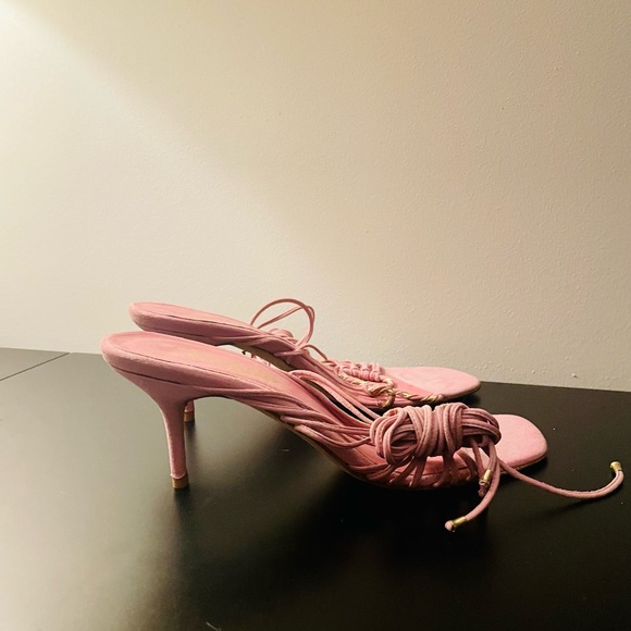 Chanel Pink Suede Lace Up Size 38.5 Sandals (Size 8) - Picture 8 of 8
